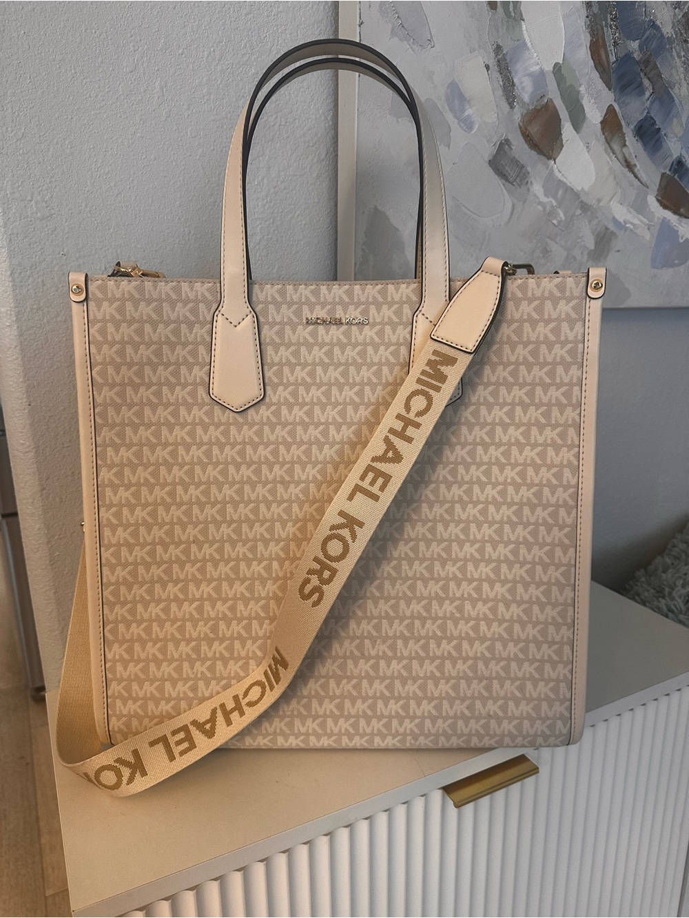 Michael Kors Beige Logo Tote with Branded Strap